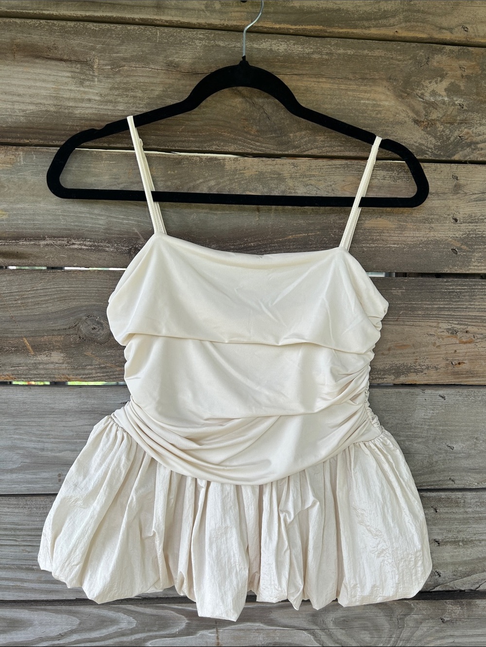 Women’s Cream Spaghetti-Strap Ruched Camisole Top